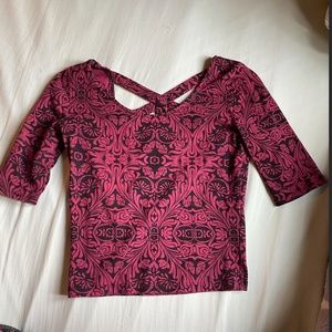 Black and maroon patterned crop top size SMALL